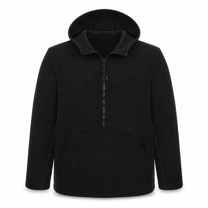 Front view of adidas Men's Black XL 1/2 Zip Hoodie with Logo Graphic