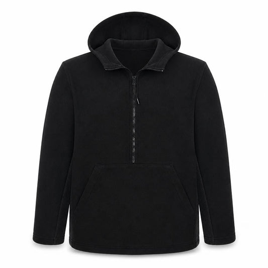 Front view of adidas Men's Black XL 1/2 Zip Hoodie with Logo Graphic