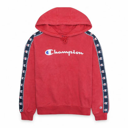 Champion Womens Red Pullover Hoodie Small 100% Cotton Logo Detail
