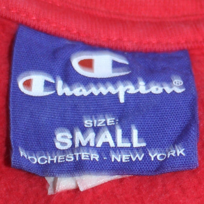 Champion Womens Red Pullover Hoodie Small 100% Cotton Logo Detail