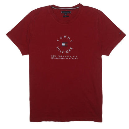 Tommy Hilfiger Men's Red Slim Fit Cotton Crew Neck T-Shirt Size L