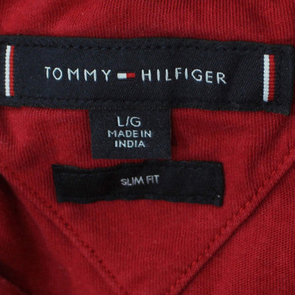 Tommy Hilfiger Men's Red Slim Fit Cotton Crew Neck T-Shirt Size L