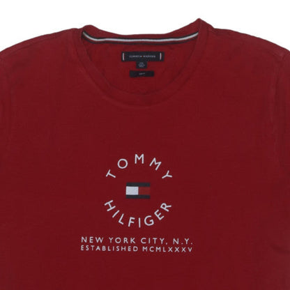 Tommy Hilfiger Men's Red Slim Fit Cotton Crew Neck T-Shirt Size L