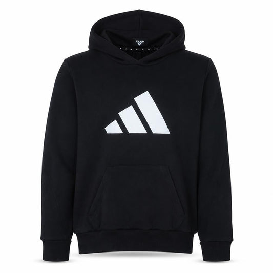 Front view of Adidas Men's Black Small Pullover Hoodie with Logo Graphic