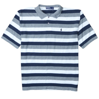 Ralph Lauren Men's Blue Striped Cotton 3XL Polo Shirt