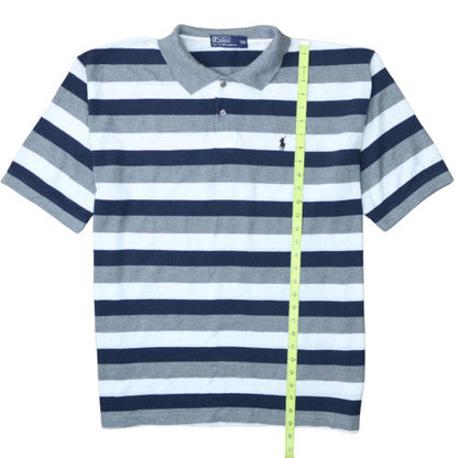 Ralph Lauren Men's Blue Striped Cotton 3XL Polo Shirt