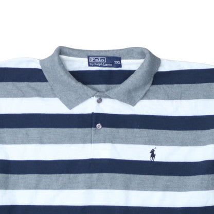 Ralph Lauren Men's Blue Striped Cotton 3XL Polo Shirt
