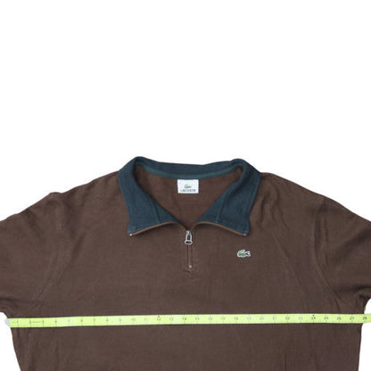 Lacoste Men’s Brown 1/4 Zip Collared Sweatshirt 2XL Regular Fit
