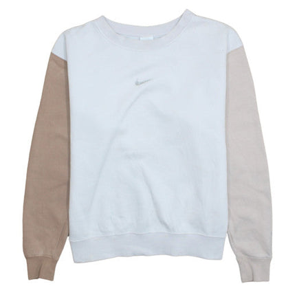 Nike Women’s Beige & White Loose Fit Crew Neck Sweatshirt Size S