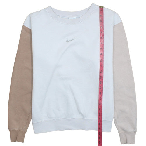 Nike Women’s Beige & White Loose Fit Crew Neck Sweatshirt Size S