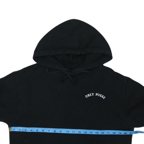 Obey Mens Black Pullover Hoodie L Streetwear Embroidered Logo