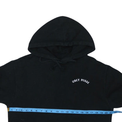Obey Mens Black Pullover Hoodie L Streetwear Embroidered Logo
