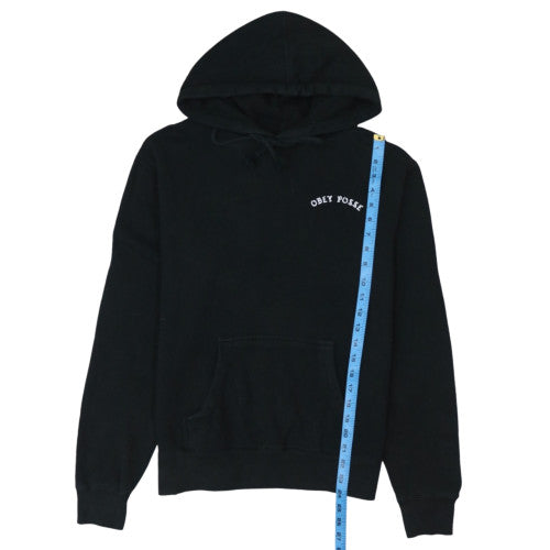 Obey Mens Black Pullover Hoodie L Streetwear Embroidered Logo