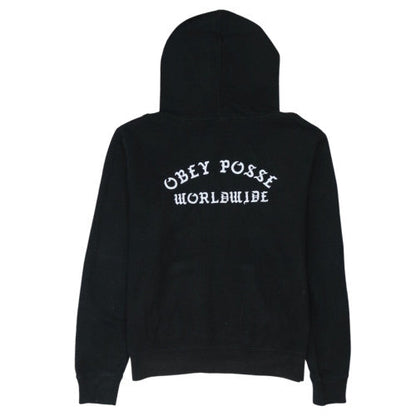 Obey Mens Black Pullover Hoodie L Streetwear Embroidered Logo