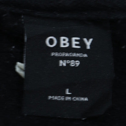 Obey Mens Black Pullover Hoodie L Streetwear Embroidered Logo