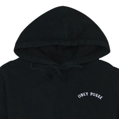 Obey Mens Black Pullover Hoodie L Streetwear Embroidered Logo