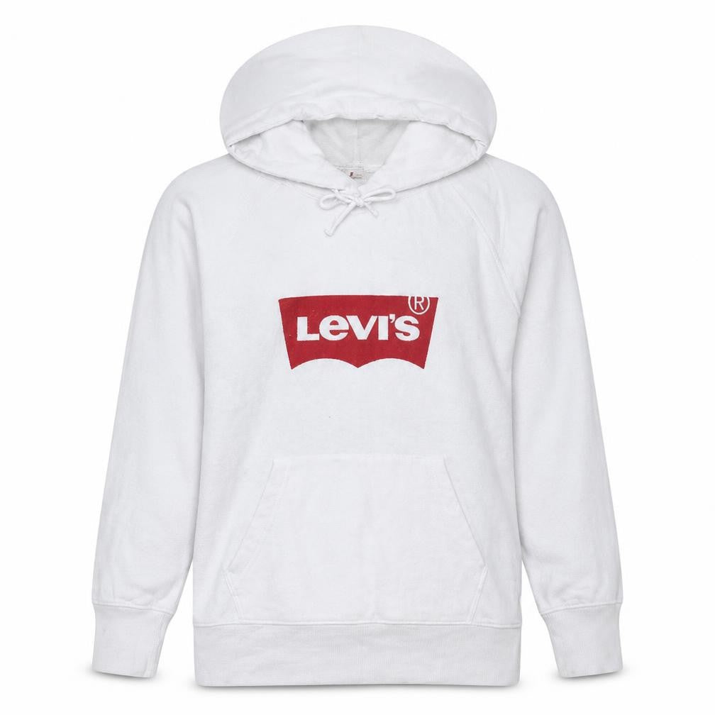 Levi's Womens White Pullover Hoodie Medium Logo Cotton Casual
