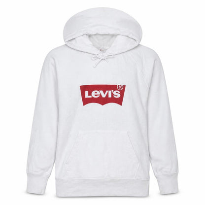 Levi's Womens White Pullover Hoodie Medium Logo Cotton Casual