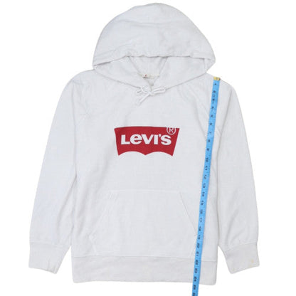 Levi's Womens White Pullover Hoodie Medium Logo Cotton Casual