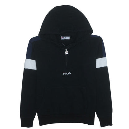 FILA Men's Black M Pullover 1/4 Zip Hoodie Sweatshirt