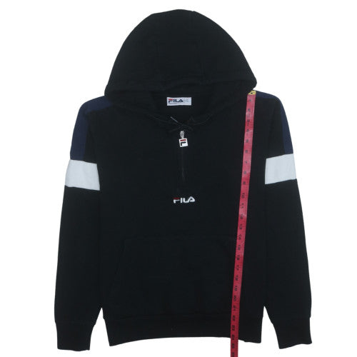 FILA Men's Black M Pullover 1/4 Zip Hoodie Sweatshirt