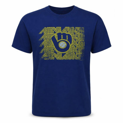 Genuine Merchandise Men's Blue Milwaukee Brewers 2XL Graphic T-Shirt