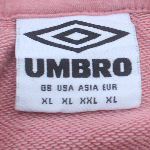 Umbro Mens Pink XL Pullover Hoodie Sweatshirt With Logo