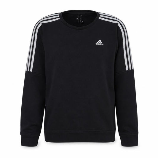 Front view of Adidas Men's Black Crew Neck Pullover Sweatshirt, size M