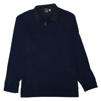 Polo Ralph Lauren Men's Blue XL 1/4 Zip Collared Sweatshirt