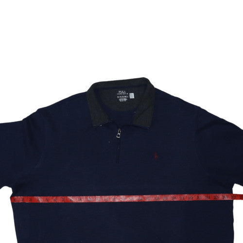 Polo Ralph Lauren Men's Blue XL 1/4 Zip Collared Sweatshirt