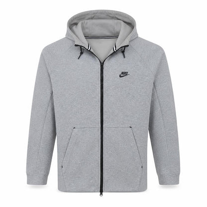 Nike Men's Grey Full Zip Hoodie L Regular Fit Sportswear