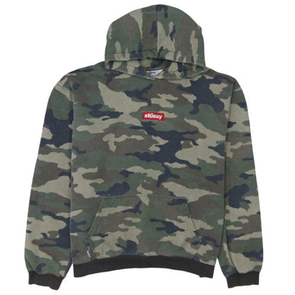 Stussy Men's Green Camo Pullover Hoodie XL Cotton Fleece