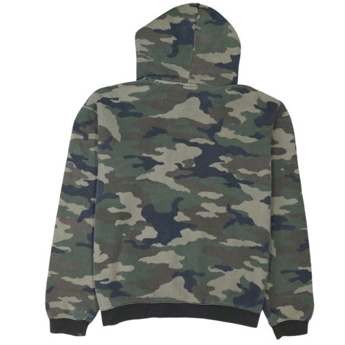 Stussy Men's Green Camo Pullover Hoodie XL Cotton Fleece