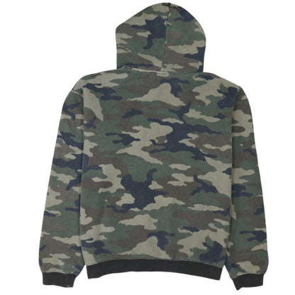 Stussy Men's Green Camo Pullover Hoodie XL Cotton Fleece