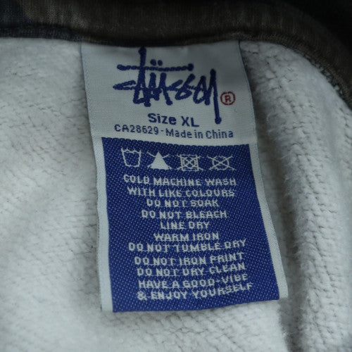 Stussy Men's Green Camo Pullover Hoodie XL Cotton Fleece