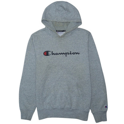 Champion Men's Grey Pullover Hoodie L Logo Fleece Sweatshirt