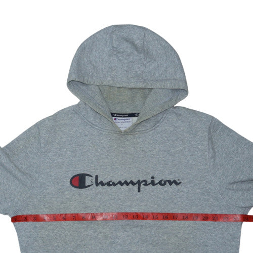 Champion Men's Grey Pullover Hoodie L Logo Fleece Sweatshirt