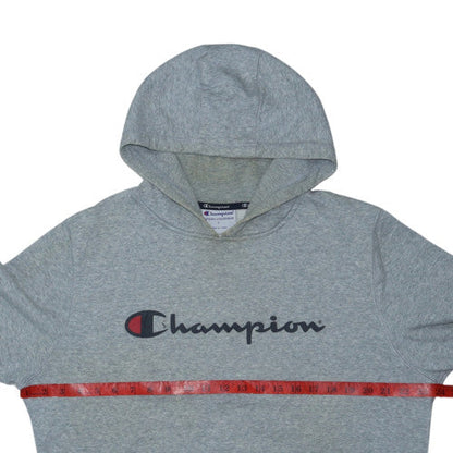 Champion Men's Grey Pullover Hoodie L Logo Fleece Sweatshirt