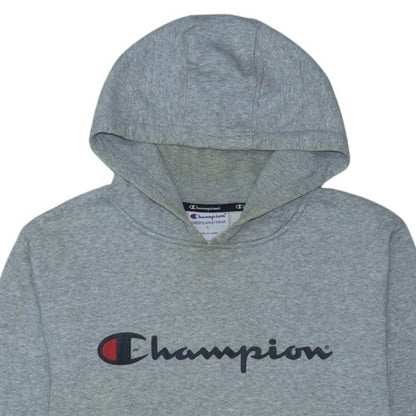 Champion Men's Grey Pullover Hoodie L Logo Fleece Sweatshirt