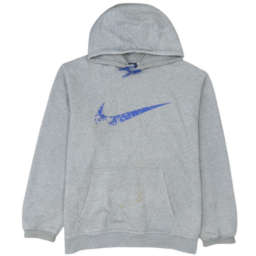 Nike Men's Grey 2XL Pullover Hoodie with Blue Logo