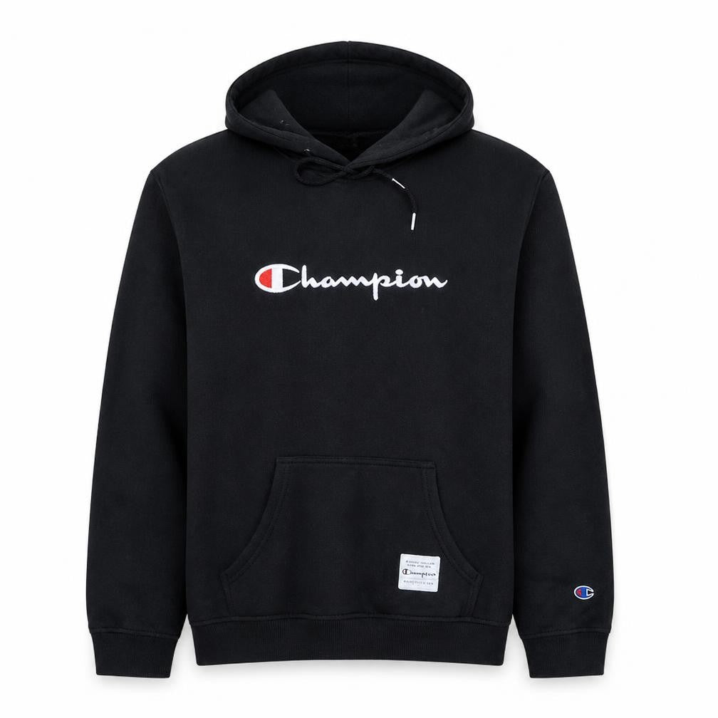 Champion Men's Black XL Pullover Hoodie Logo Embroidered Fleece