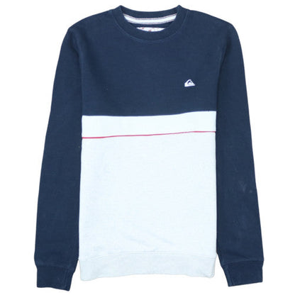 Quiksilver Mens Blue White Colour Block Crew Sweatshirt Size S