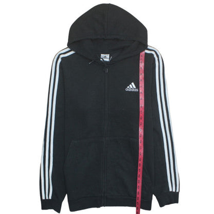 Adidas Men's Black XL Full Zip Hoodie with Logo Stripes