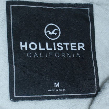 Hollister Men's Blue Grey Full Zip Hoodie L Logo Print