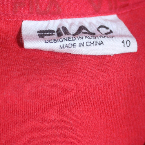 Fila Womens Red Crew Neck Pullover Sweatshirt Size 10 Cotton Blend