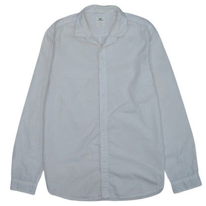 Lee Men's White Slim Fit Long Sleeve Cotton Button-Up Shirt Size M