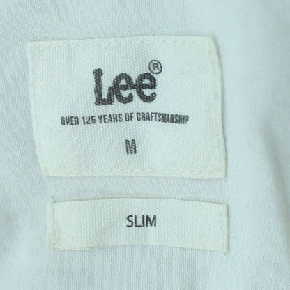 Lee Men's White Slim Fit Long Sleeve Cotton Button-Up Shirt Size M