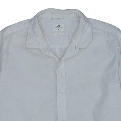Lee Men's White Slim Fit Long Sleeve Cotton Button-Up Shirt Size M