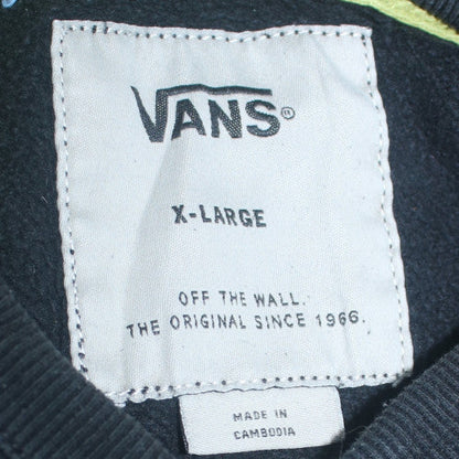 Vans Boys Black XL Pullover Hoodie with Logo Print and Kangaroo Pocket