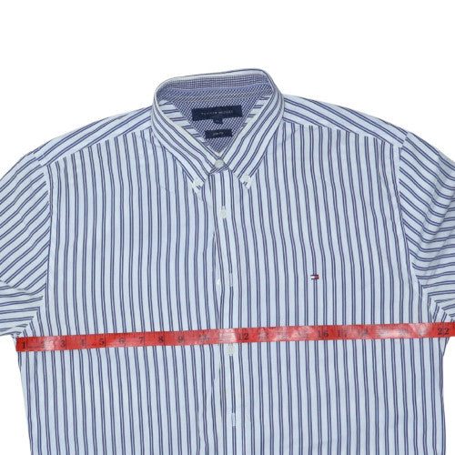 Tommy Hilfiger Men's Blue Slim Fit Striped Button-Up Shirt XL